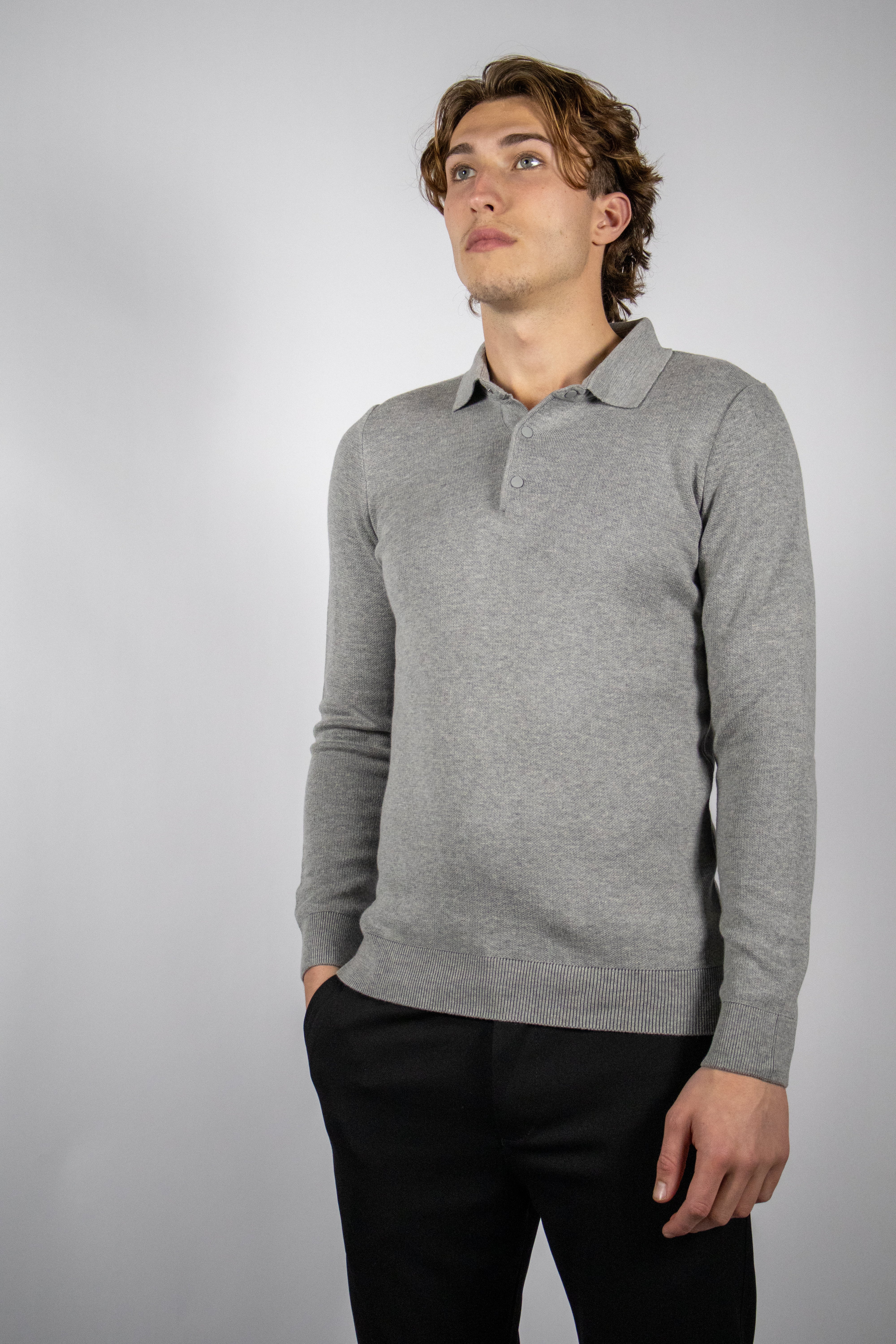 Heren Trui met Polo Kraag | Grijs