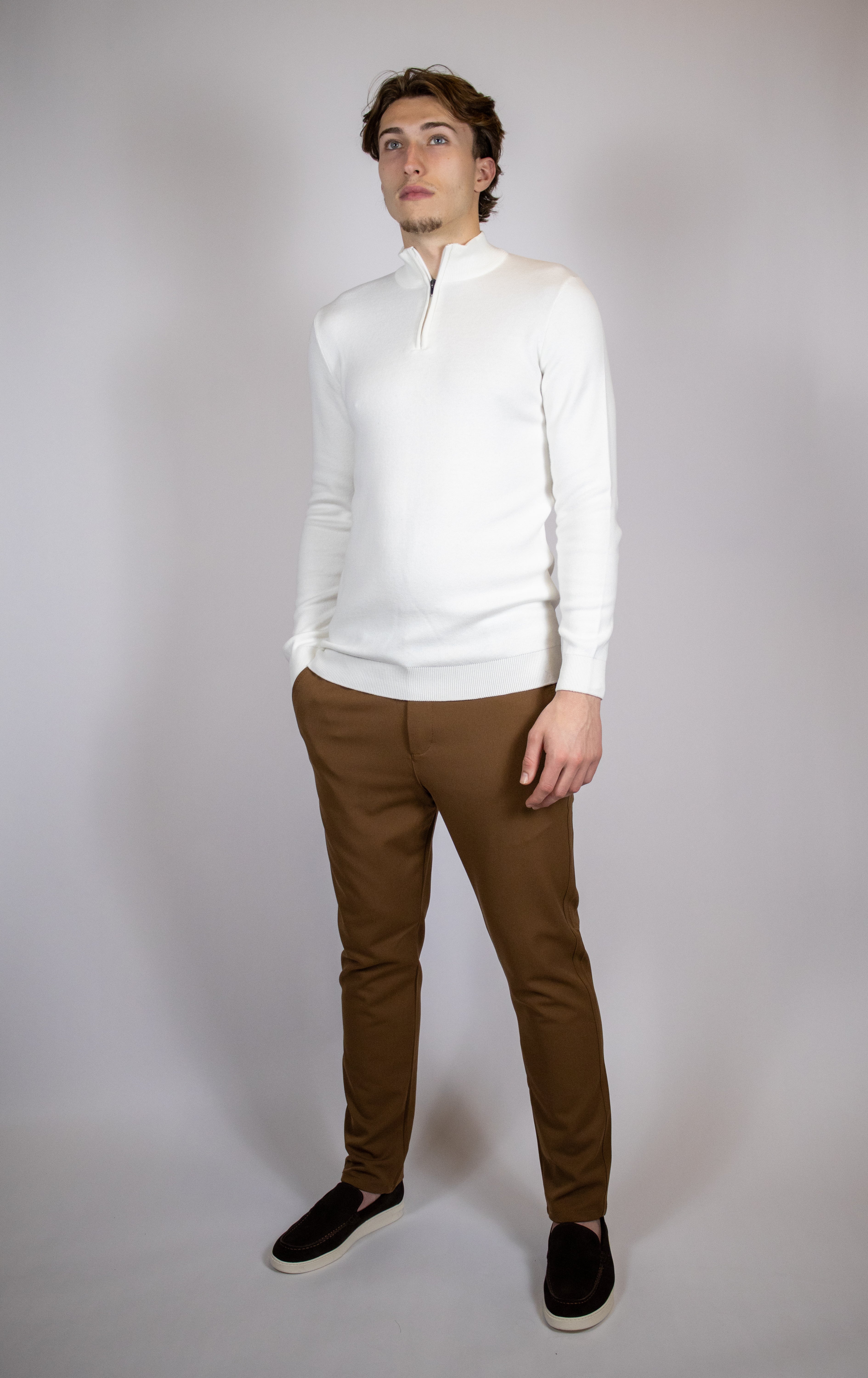 Heren Trui met Half-zip Kraag | Wit
