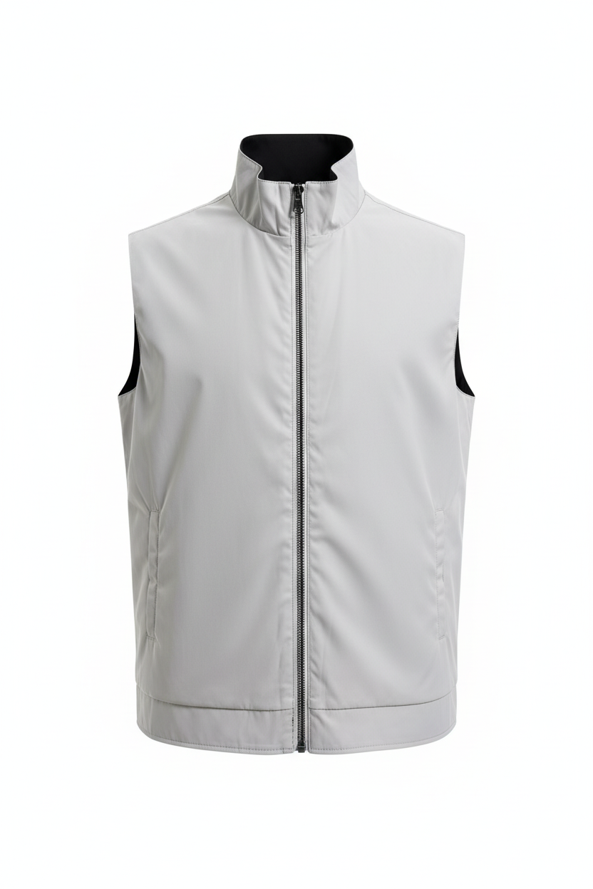Dubbelzijdige bodywarmer lichtgrijs kant ghost mannequin