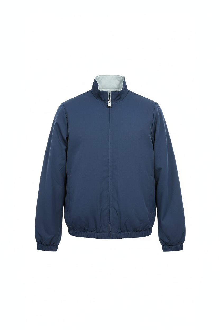 Dubbelzijdige jas blauw kant ghost mannequin