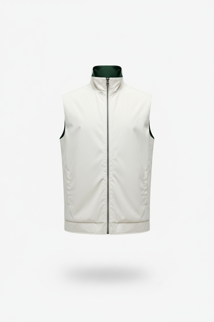 Dubbelzijdige bodywarmer grijs kant ghost mannequin