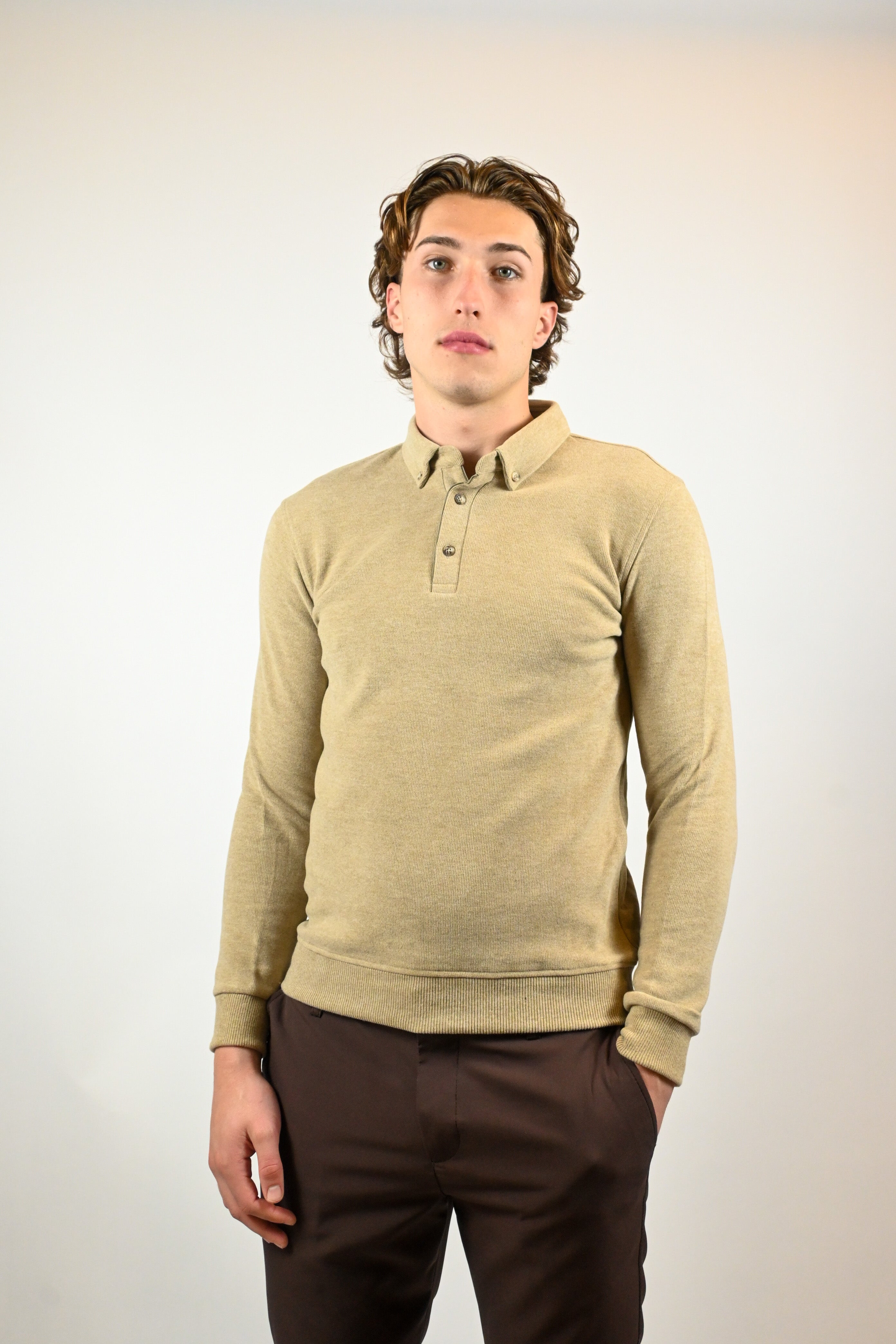 Heren Trui met Polo Kraag | Beige