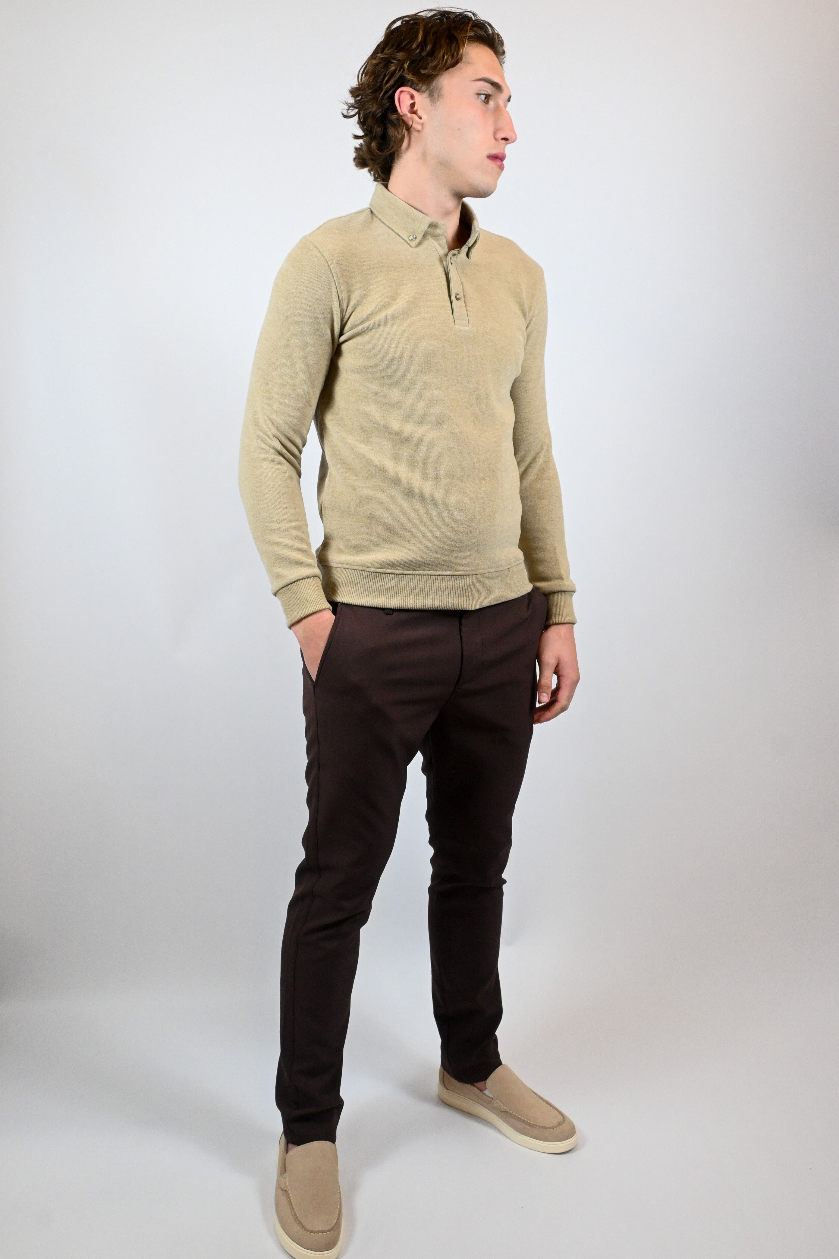 Heren Trui met Polo Kraag | Beige