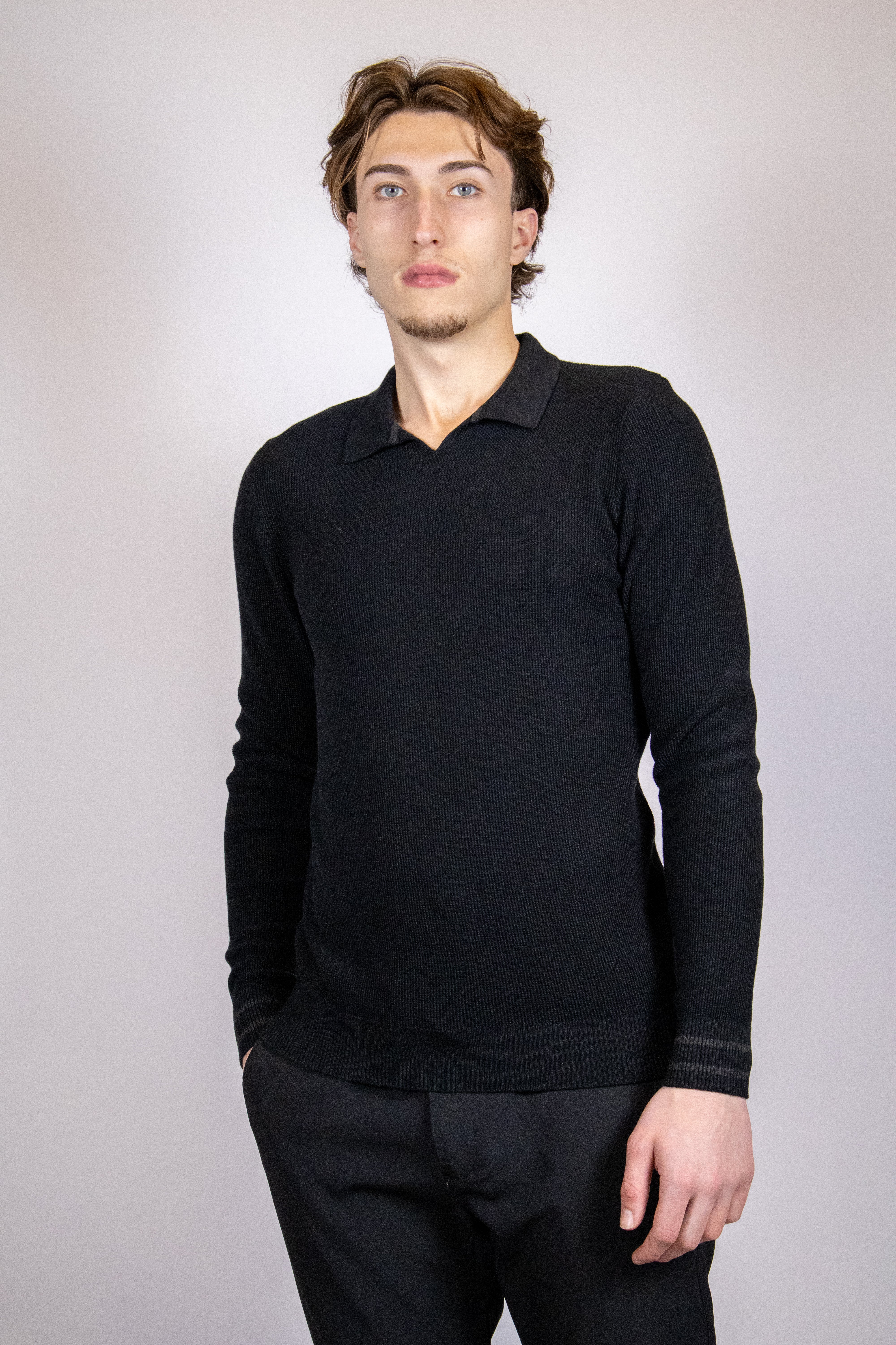 Heren Trui V-Neck Polo | Zwart