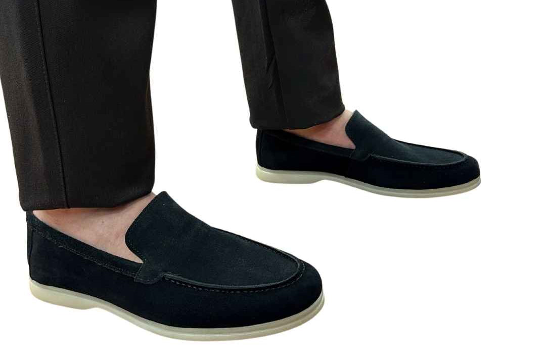 Suède loafer laag | Steel Blue