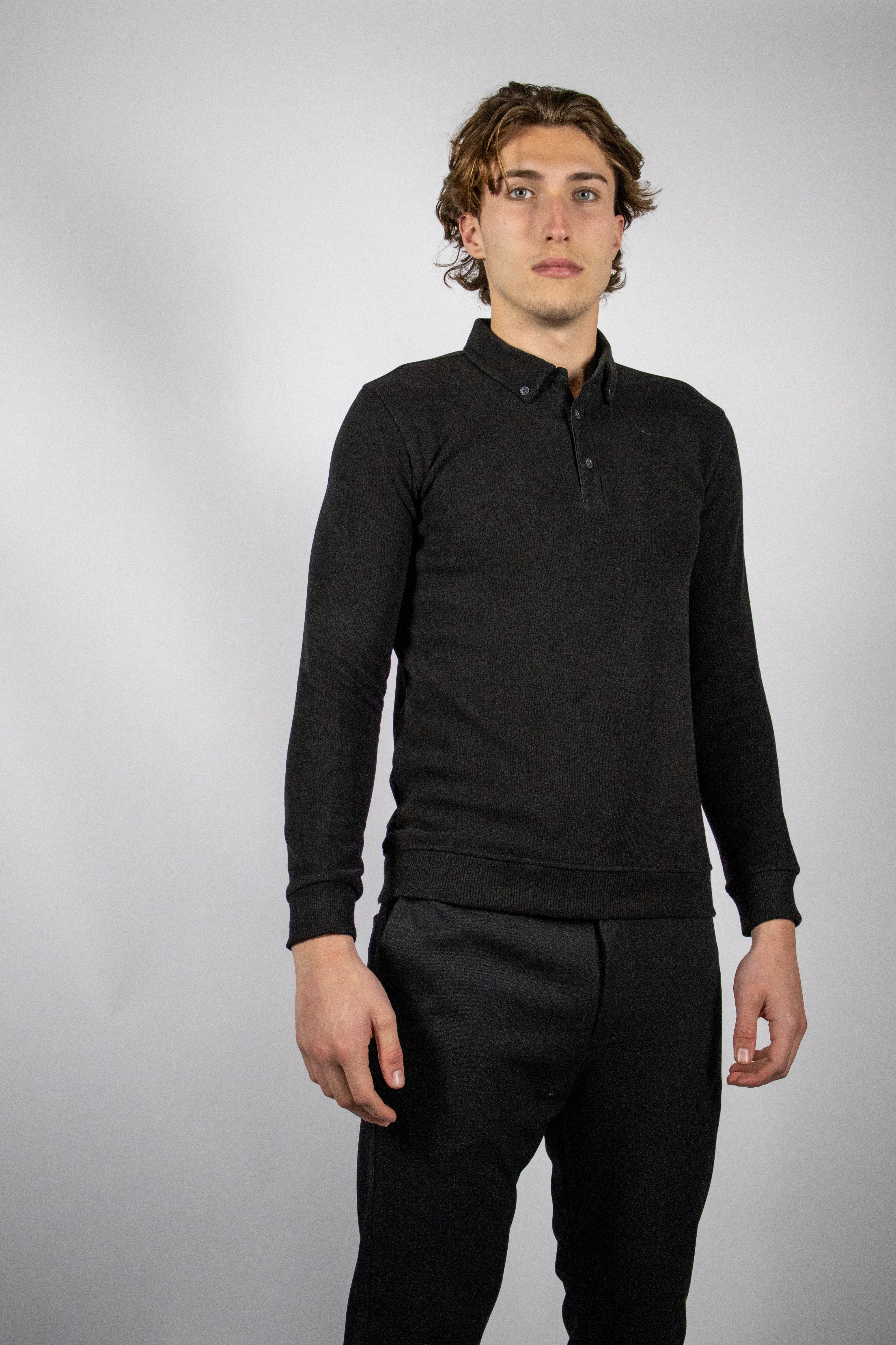 Heren Trui met Polo Kraag | Zwart