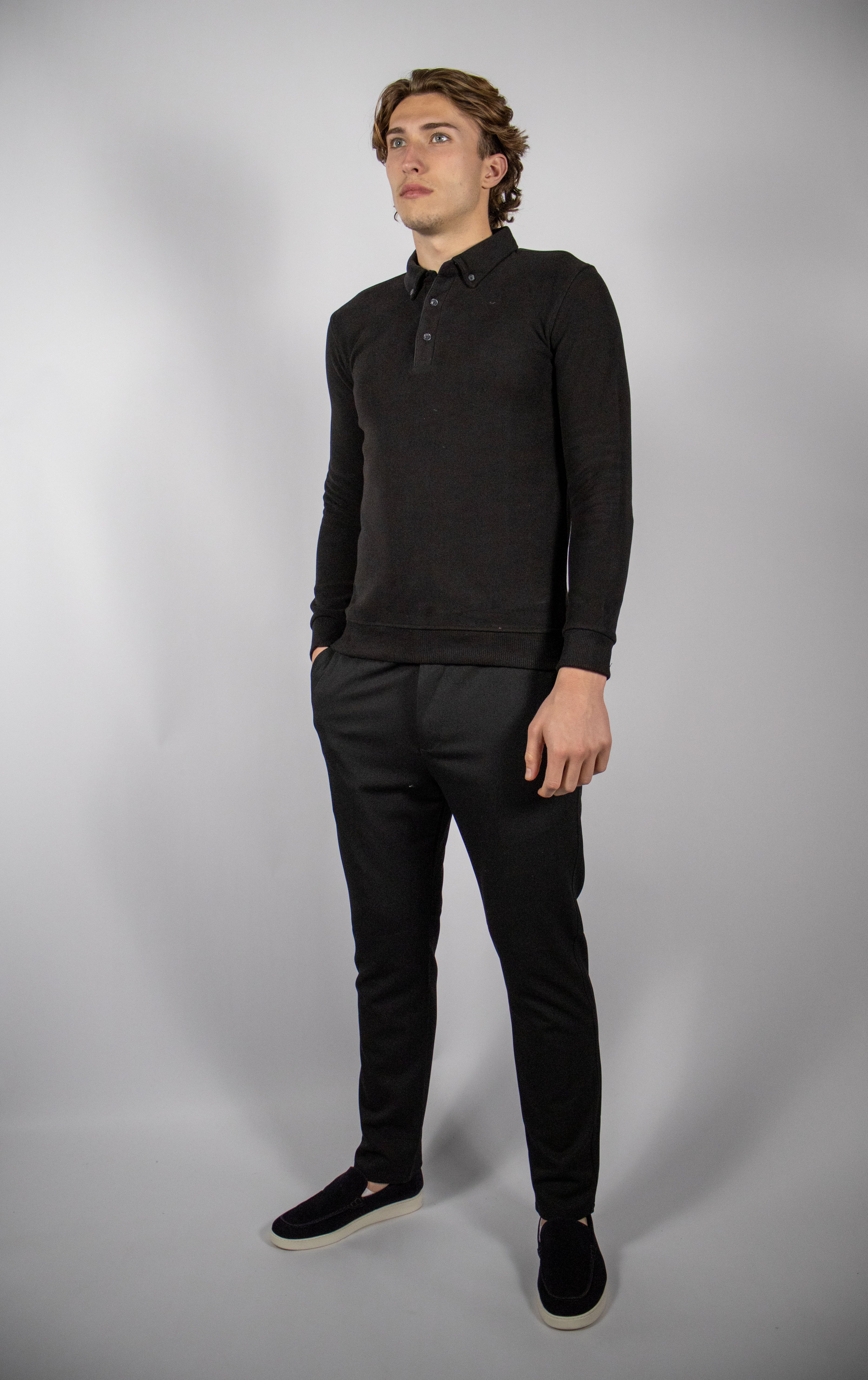 Heren Trui met Polo Kraag | Zwart